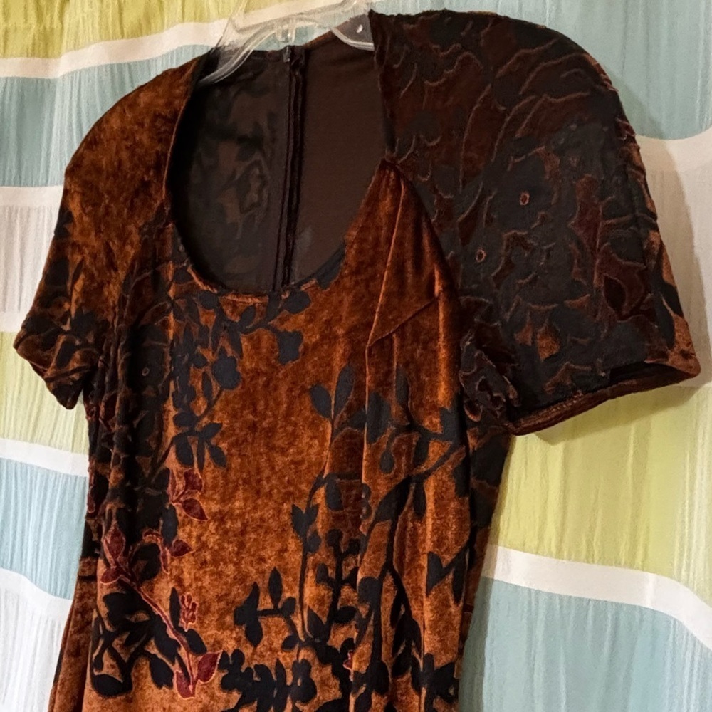 Vintage Joseph Ribkoff Crushed Velvet Floral Dress Sz 6 - Picture 3 of 10